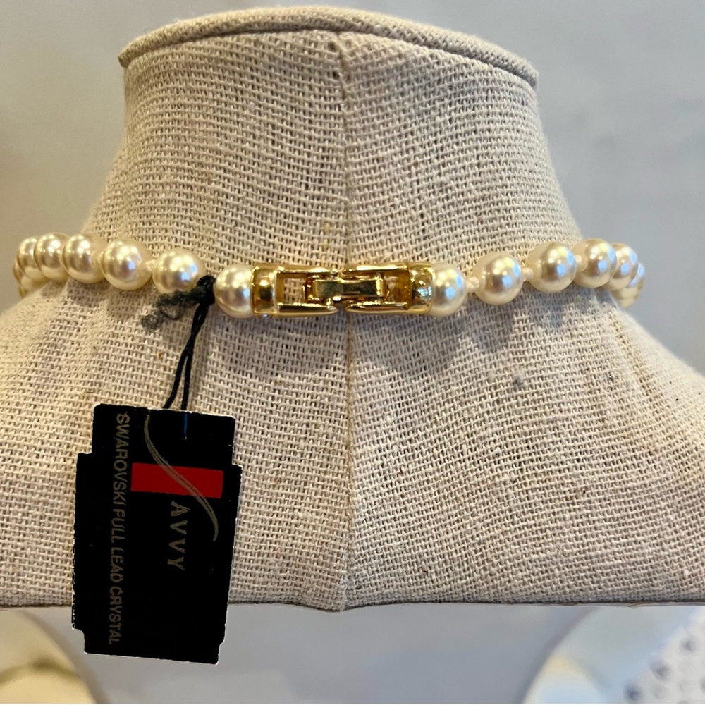 Vintage, Signed S.A.L. Swarovski Pearl & Crystal Pendant Necklace, NWT - Picture 7 of 16